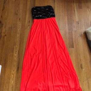 Strapless neon dress